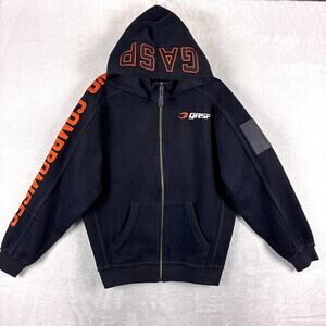 Gasp Inc Hoodie Mens M Black Orange Embroidered Limited Edition Full Zip Workout